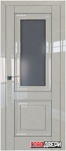 Дверь Profildoors 28L стекло Графит (молдинг серебро) (Галька Люкс)