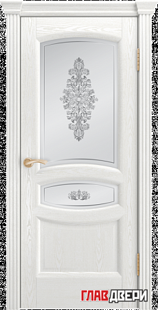Дверь Linedoor Алина-2 ясень белый тон 38 со стеклом грав-шелк
