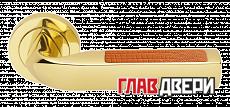 Дверные ручки MORELLI Luxury MATRIX-2 OTL/LIZARD Цвет - Золото/вставка из искусственной кожи ящерицы