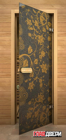Дверь для сауны жёлтый узор