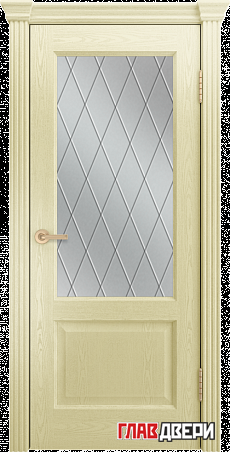 Дверь Linedoor Кантри-К ясень бисквит тон 42 со стеклом лондон св