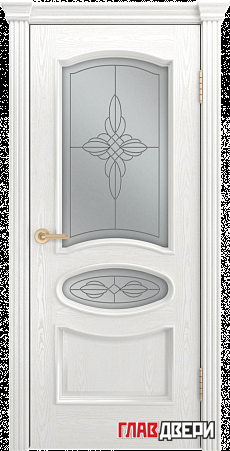 Дверь Linedoor Оливия-Л ясень белый тон 38 со стеклом ювелия св