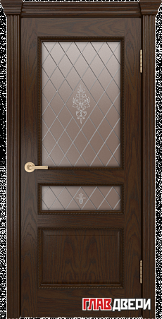 Дверь Linedoor Калина-П шоколад тон 30 со стеклом  лилия бр
