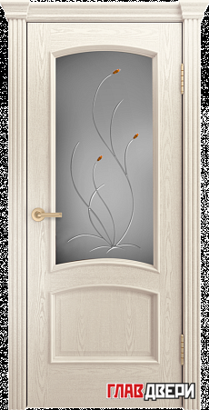 Дверь Linedoor Анталия-Л ясень жемчуг тон 27 со стеклом ковыль СВ