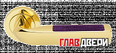 Дверные ручки MORELLI Luxury MATRIX-2 OTL/IGUANA Цвет - Золото/вставка из натуральной кожи игуаны