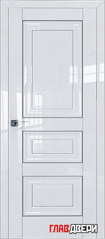 Дверь Profildoors 25L (молдинг серебро) (Белый Люкс)