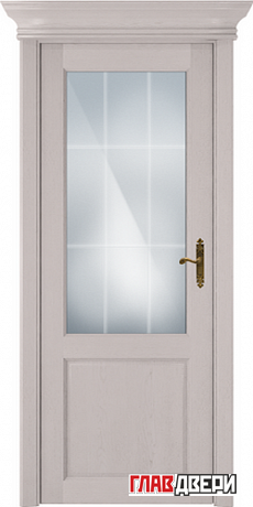 Дверь Status Classic 521 стекло Английская решетка (Дуб белый)