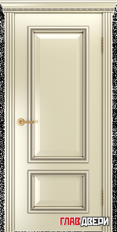 Дверь Linedoor Виолетта Д эмаль бисквит с патиной серый L-багет Б009 эмалевый карниз Б0013