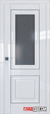 Дверь Profildoors 28L стекло Графит (молдинг серебро) (Белый Люкс)