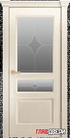 Дверь Linedoor Калина ясень жемчуг тон 27 со стеклом ГЕЛИОС св