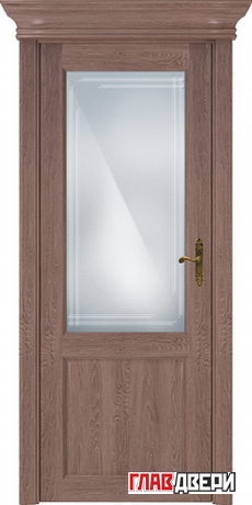 Дверь Status Classic 521 стекло гравировка Грань (Дуб капучино)