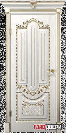Дверь Velldoris Олимпия ПГ (Белое дерево+патина золото)