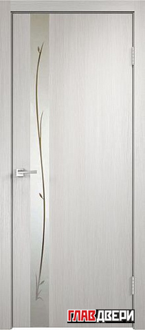Дверь Velldoris Smart Z1 PO Зеркало (веточки серебро) (Дуб белый)