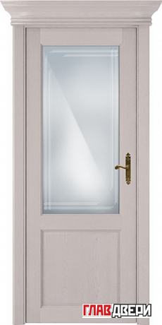 Дверь Status Classic 521 стекло гравировка Грань (Дуб белый)
