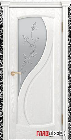 Дверь Linedoor Новый стиль-2 ясень белый тон 38 со стеклом ирис св