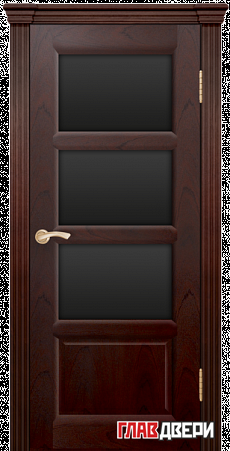 Дверь Linedoor Классика-2 красное дерево тон 10 со стеклом черный триплекс 3 ст
