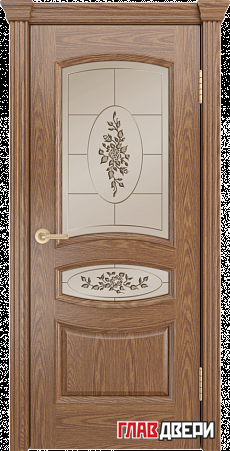 Дверь Linedoor Алина-М дуб 45 со стеклом наливка 3д роза бронза