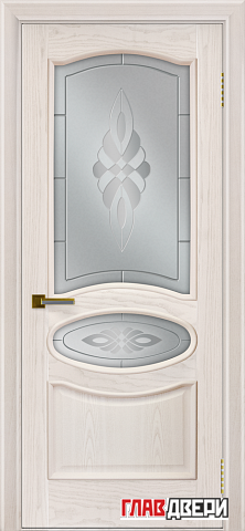 Дверь Linedoor Оливия ясень жемчуг тон 27 со стеклом багет византия