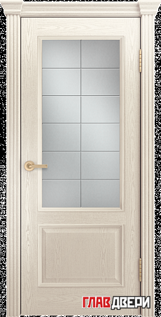 Дверь Linedoor Кантри ясень жемчуг тон 27 со стеклом решетка св