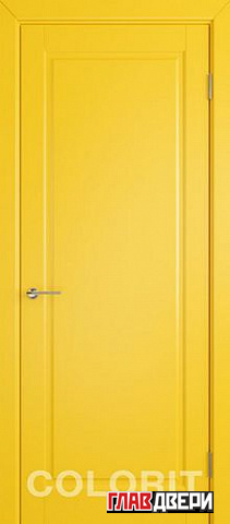 Дверь Colorit К3 ДГ (Желтая эмаль)