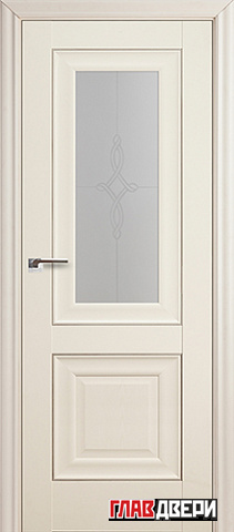 Дверь Profildoors 28X стекло Узор (молдинг серебро) (Эш Вайт)