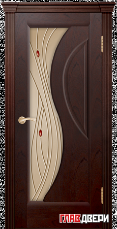 Дверь Linedoor Прага-2 красное дерево тон 10 со стеклом волна бр