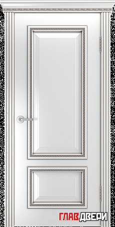 Дверь Linedoor Виолетта Д эмаль белая с патиной серый L-багет Б009 эмалевый карниз Б0013