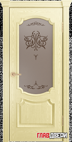 Дверь Linedoor Селеста слоновая кость тонн 36 со стеклом бабочка бронза