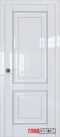 Дверь Profildoors 27L (молдинг серебро) (Белый Люкс)