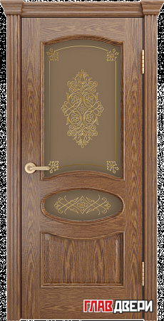 Дверь Linedoor Оливия дуб тон 45 со стеклом дамаск бронза золото