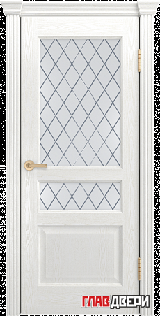 Дверь Linedoor Калина-К ясень белый тон 38 со стеклом милтон св
