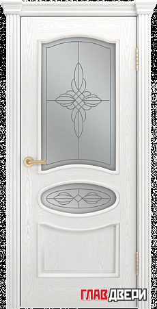 Дверь Linedoor Оливия ясень белый тон 38 со стеклом ювелия св