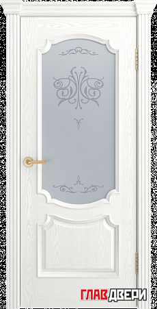 Дверь Linedoor Богема ясень белый тон 38 со стеклом бабочка